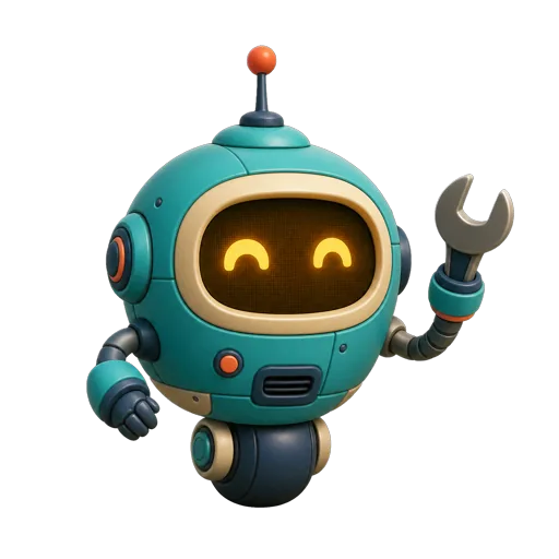 Patch, the service rewrite helper robot holding a wrench